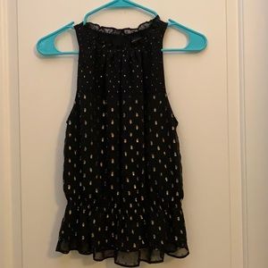 WHBM XXSP black top with gold accents.